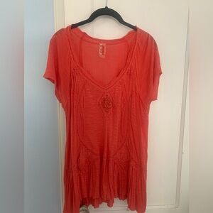 Free People Heirloom Coral Top